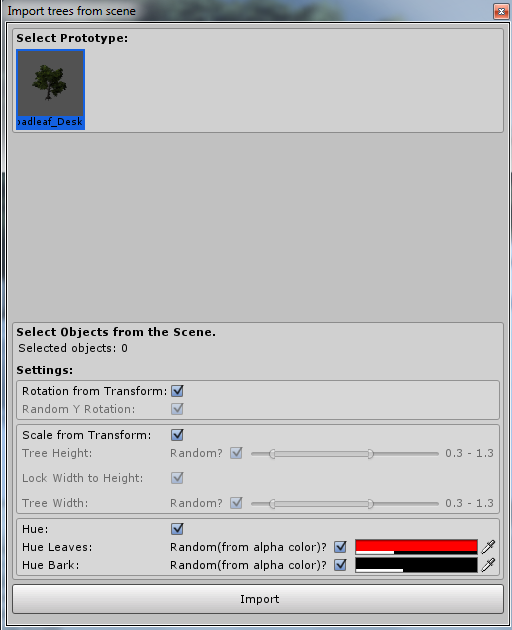 Import Trees from Scene